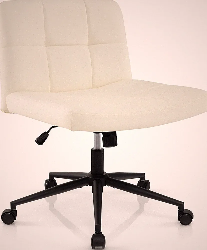 Beige Criss Cross Office Chair with Wheels, Height-Adjustable & Swivel Design