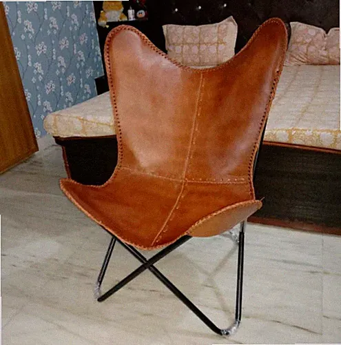 Butterfly Chair Top Quality Genuine HandmadeVintage Leather With Iron Frame
