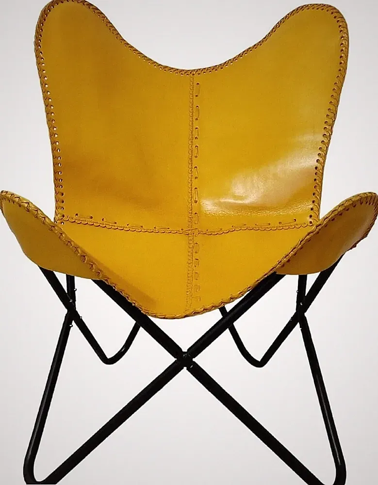 Chair Butterfly Leather Handmade Relax Lounge Chair With Stand For Living Room
