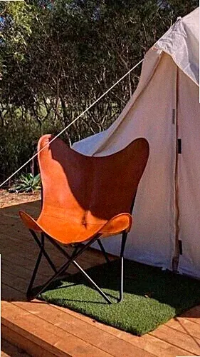 Classic Butterfly Chair Vintage Handmade Brown Relax Armless With Iron Frame