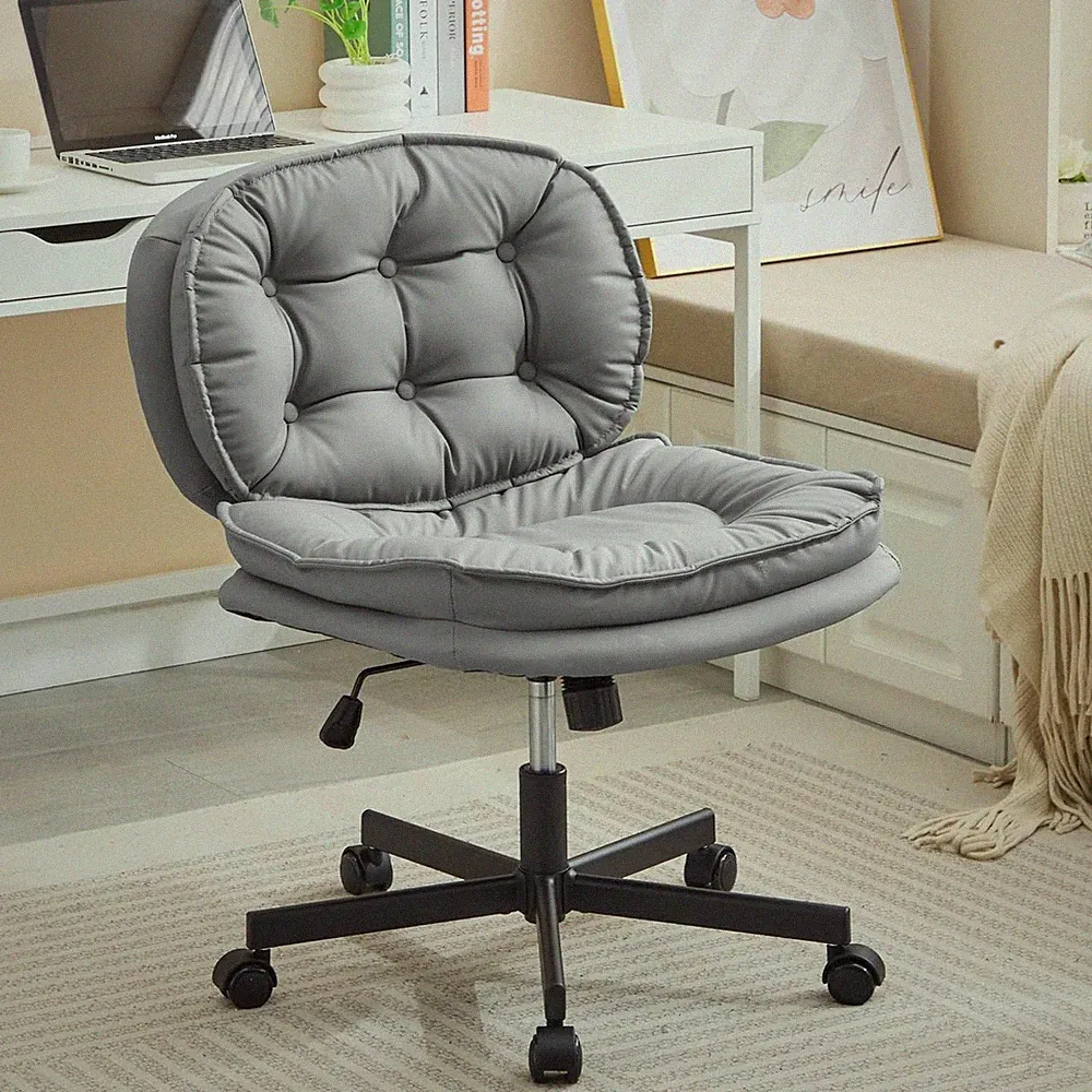 Criss Cross Chair, Armless Home Office Desk Chair Ergonomic with Back Lumbar Sup