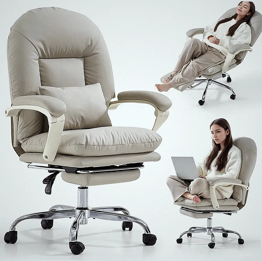 Ergonomic Office Chair with Foot Rest Criss Cross Chair with Wheels Reclining Ex