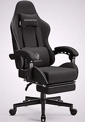 Gaming Chair Fabric with Pocket Spring Cushion, Massage Game Standard Black