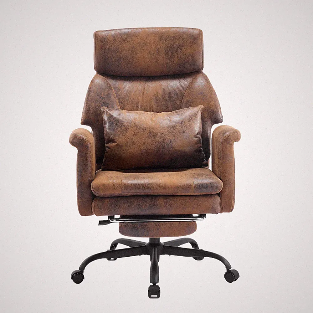 High-Back PU Leather Computer Desk Chair Ergonomic Criss Cross Chair with Wheels