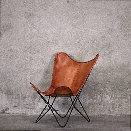 Leather Butterfly Chair Living Room Chair With Folding Iron Frame Trending