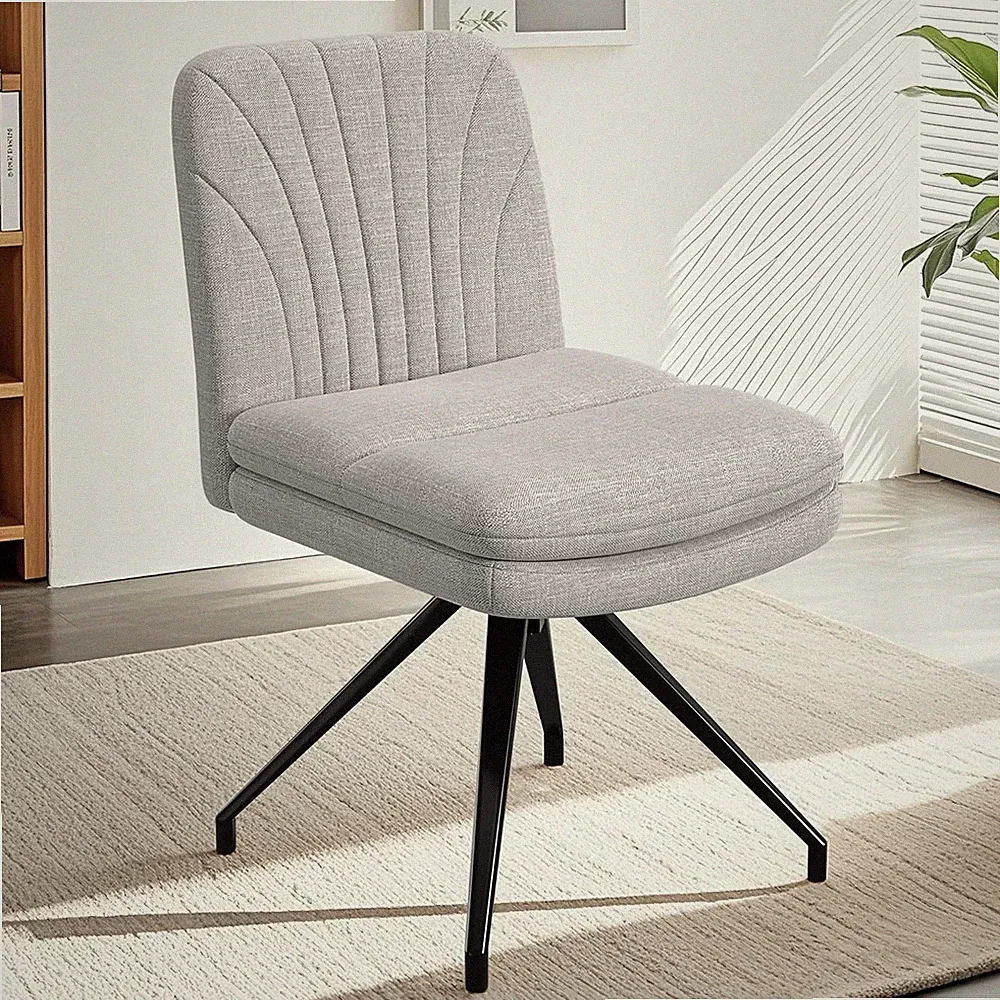 Stylish Grey Armless Desk Chair with Padded Seat and Criss Cross Design