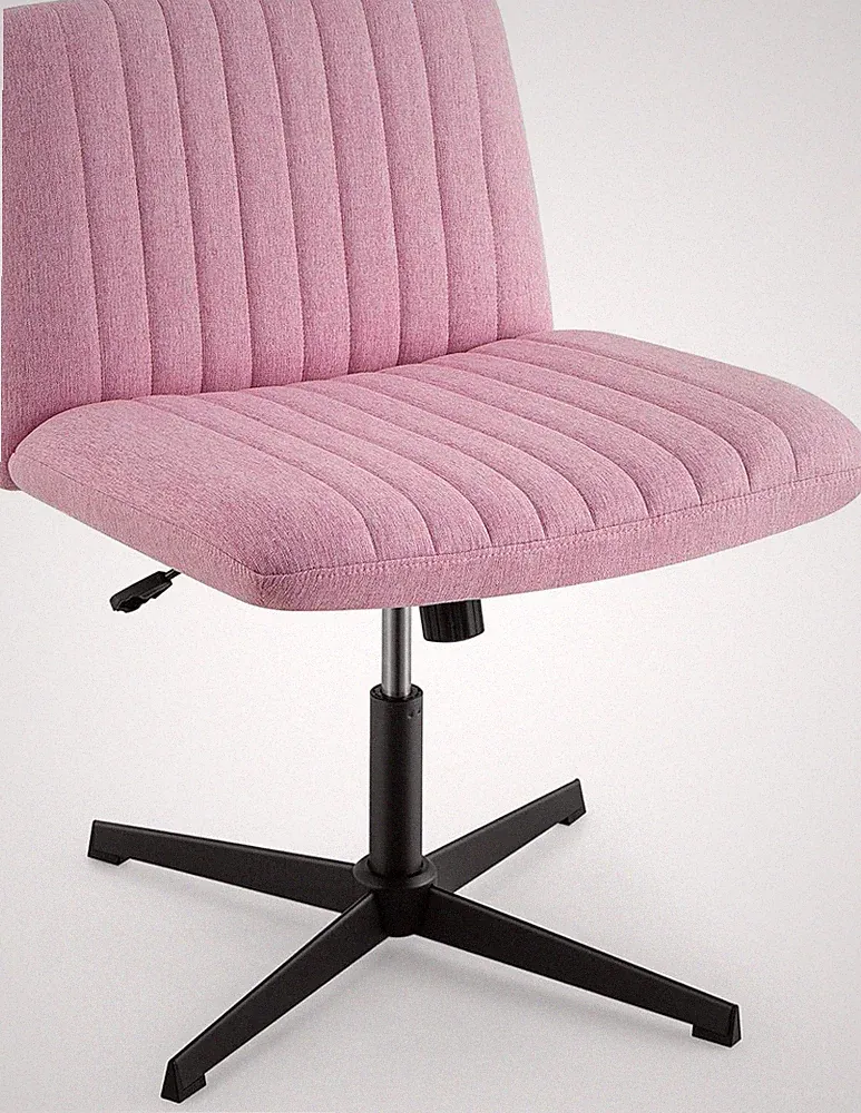 Stylish Pink Criss Cross Armless Office Chair with Adjustable Height
